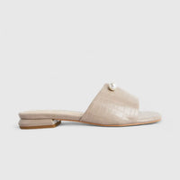 Bulbul Ladies Casual Slide With Pearl Taupe HAR061