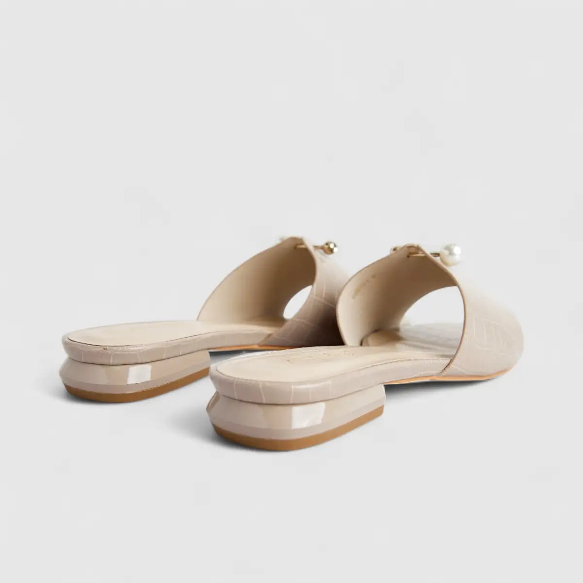 Bulbul Ladies Casual Slide With Pearl Taupe HAR061