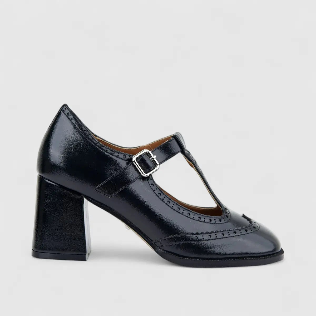 Bulbul Ladies Dress Block Heel Shoe Black CAR26-23