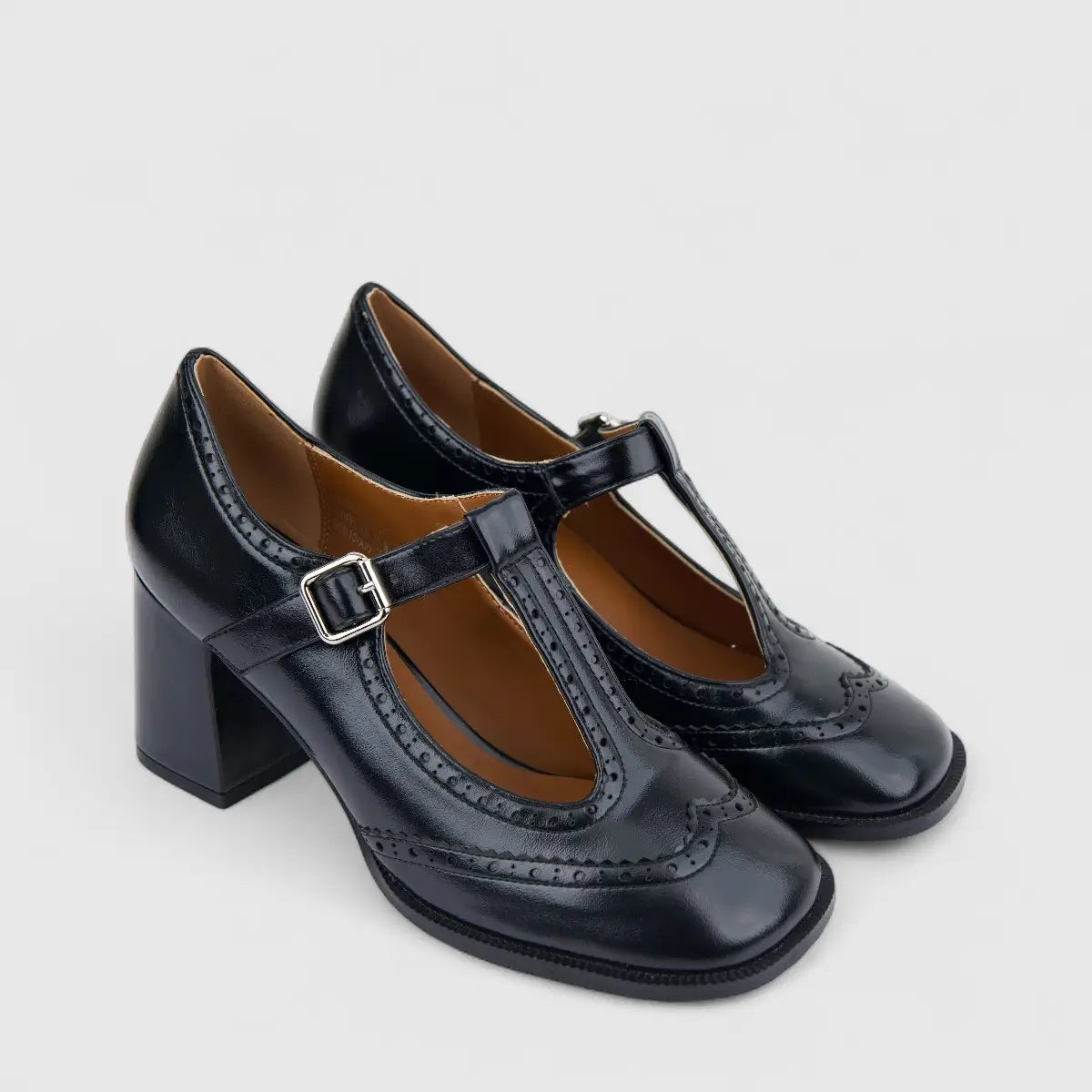 Bulbul Ladies Dress Block Heel Shoe Black CAR26-23
