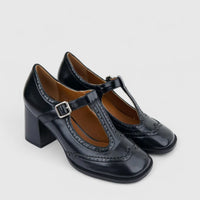 Bulbul Ladies Dress Block Heel Shoe Black CAR26-23