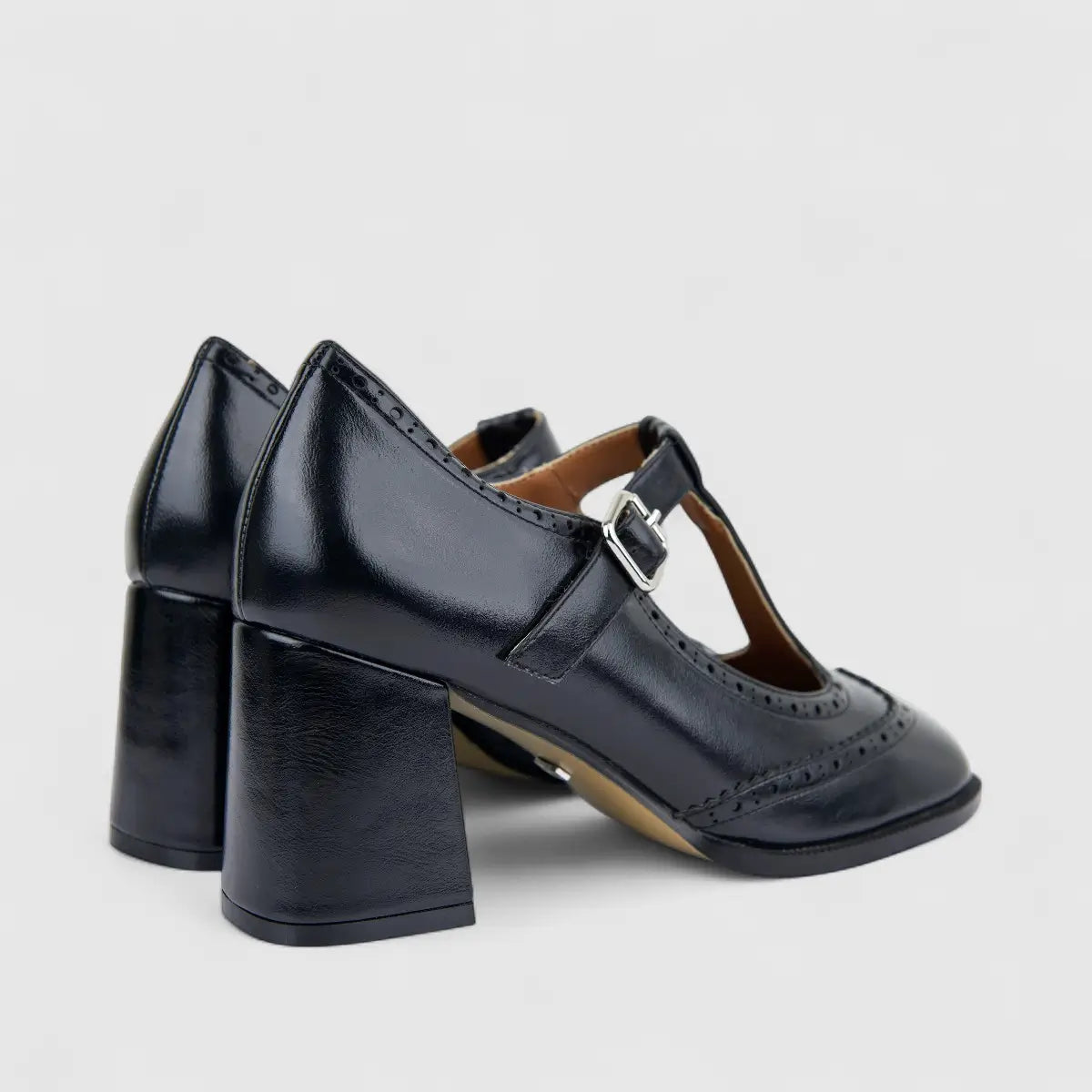 Bulbul Ladies Dress Block Heel Shoe Black CAR26-23