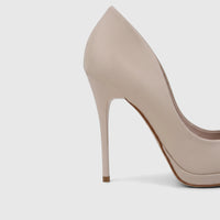 Beige Bulbul Ladies Dress Court Shoe with a stiletto heel, photographed from a side-rear view on a plain background.