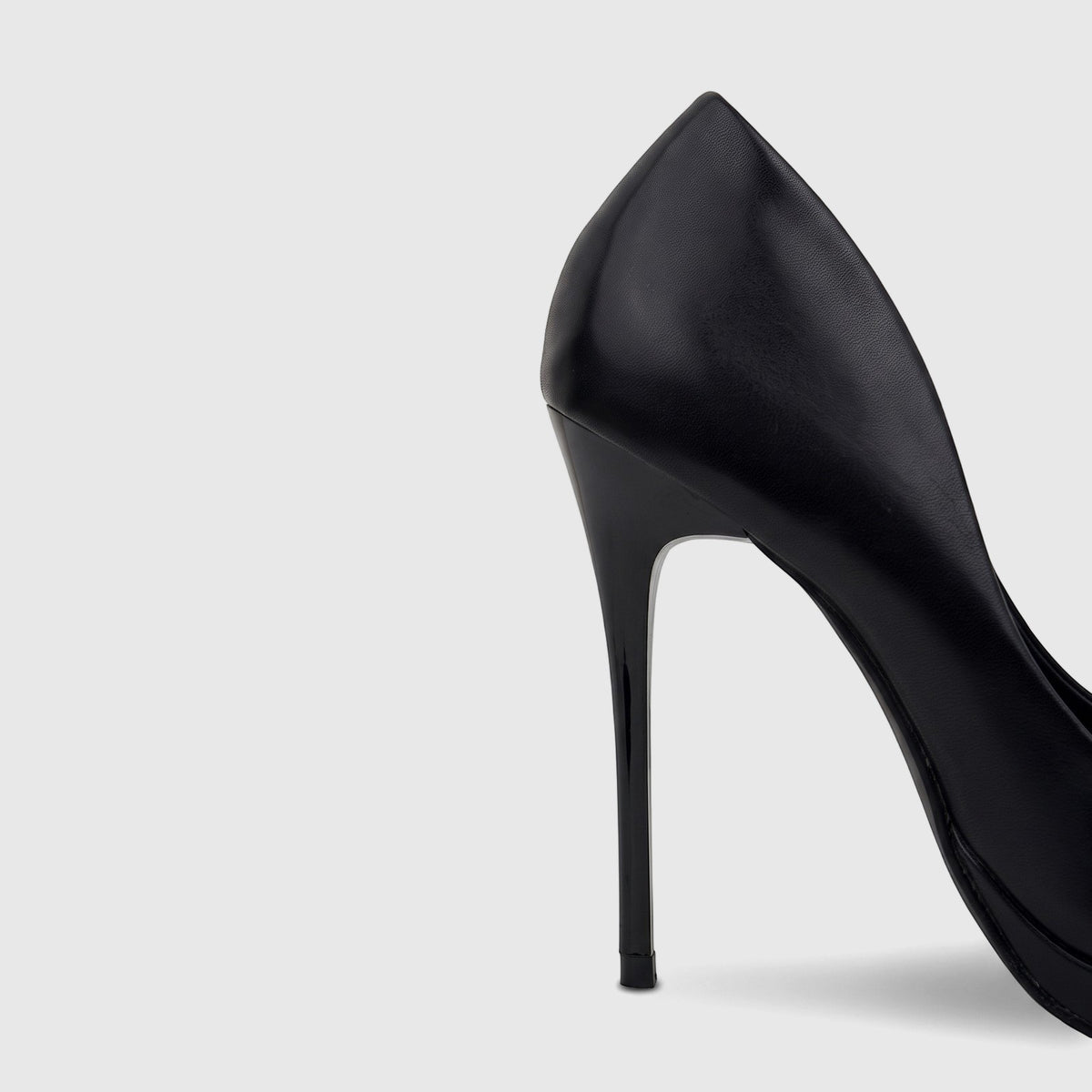 Black Bulbul Ladies Dress Court Shoe with a slender stiletto heel, presented in a close-up side profile.