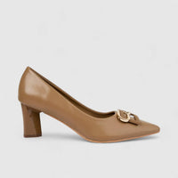 Bulbul Ladies Dress Court Shoe Khaki HAR084