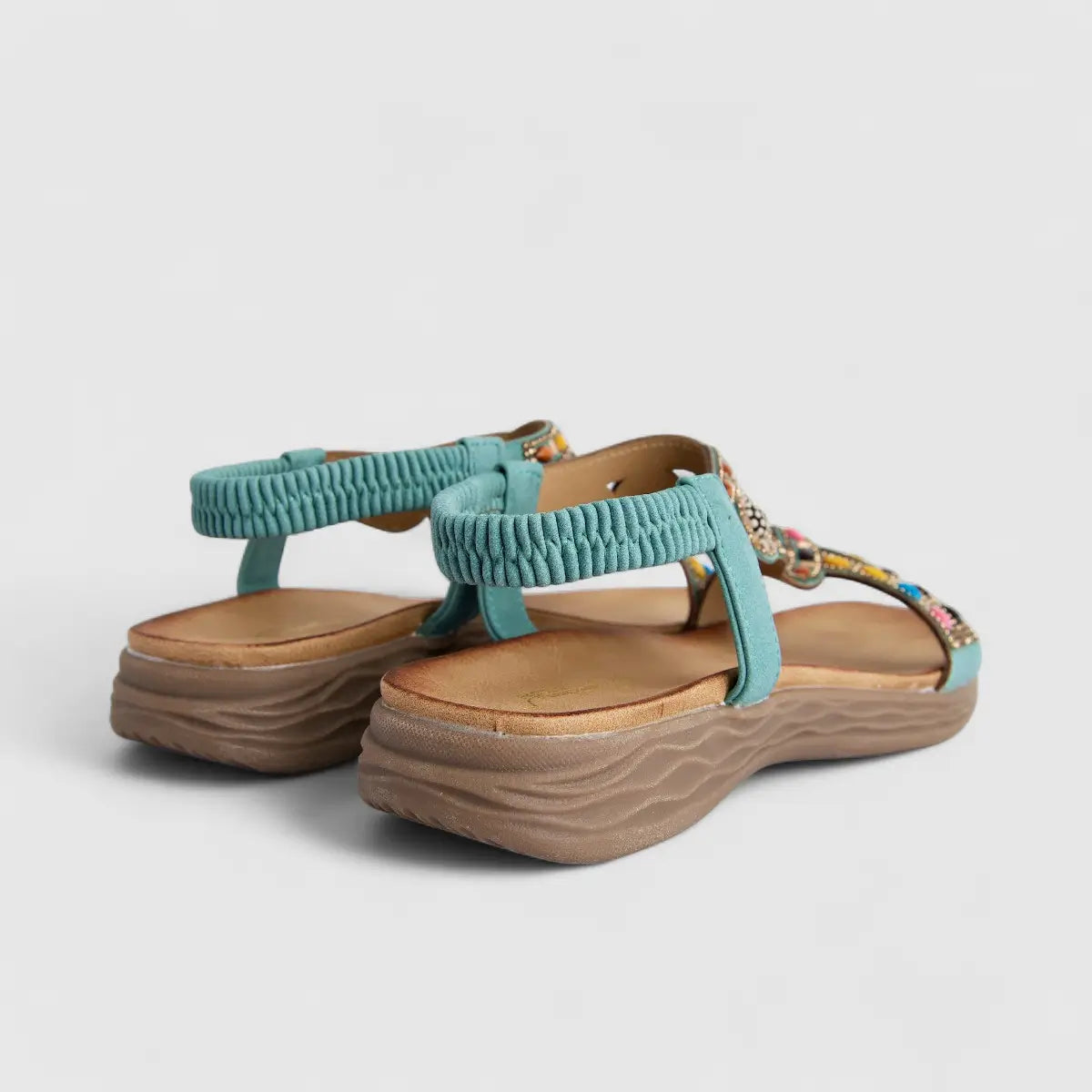 Bulbul Ladies Ethnic Comfort Sandal Teal HAR068