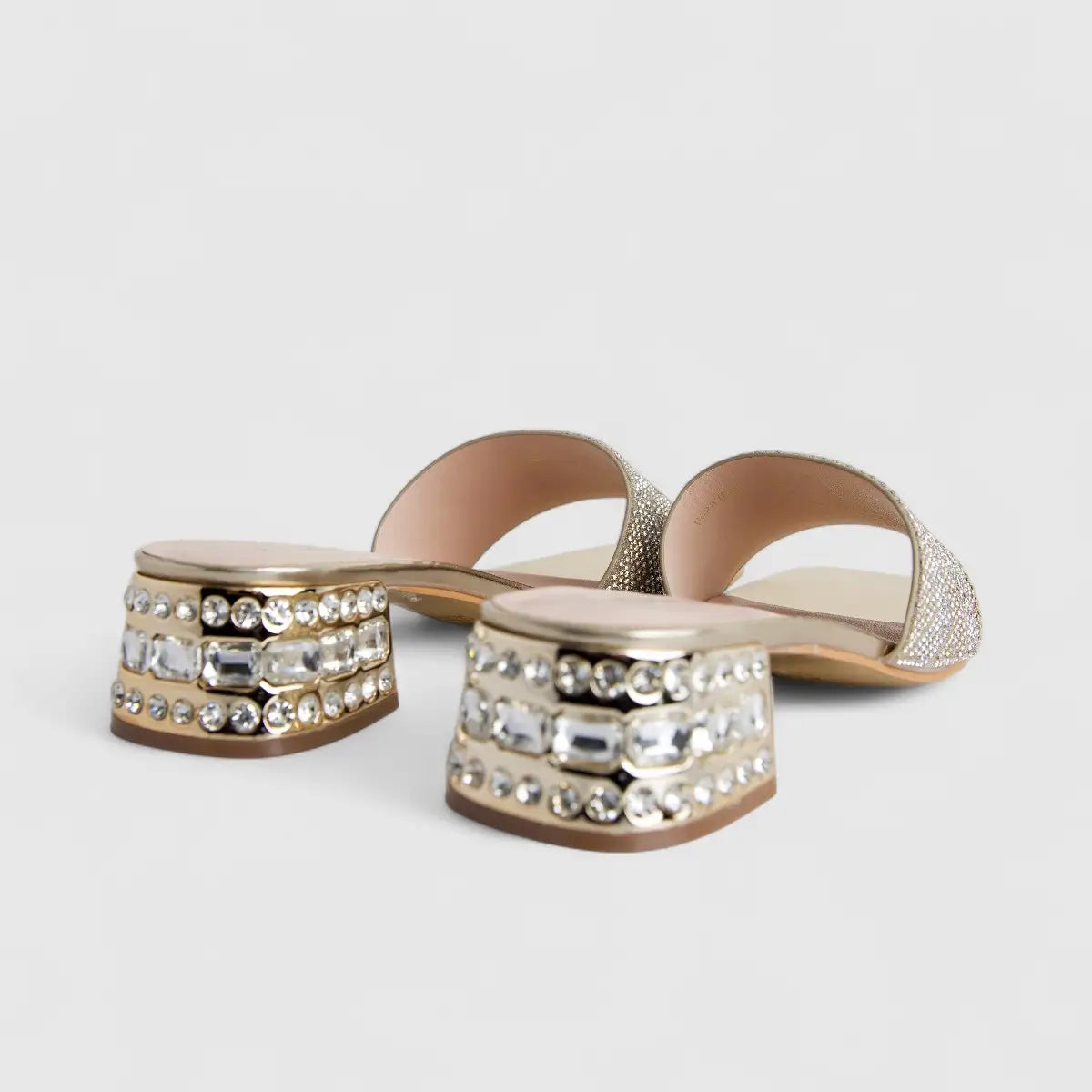 Bulbul Ladies Evening Block Heel Sandal Gold HAR076