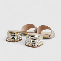 Bulbul Ladies Evening Block Heel Sandal Gold HAR076