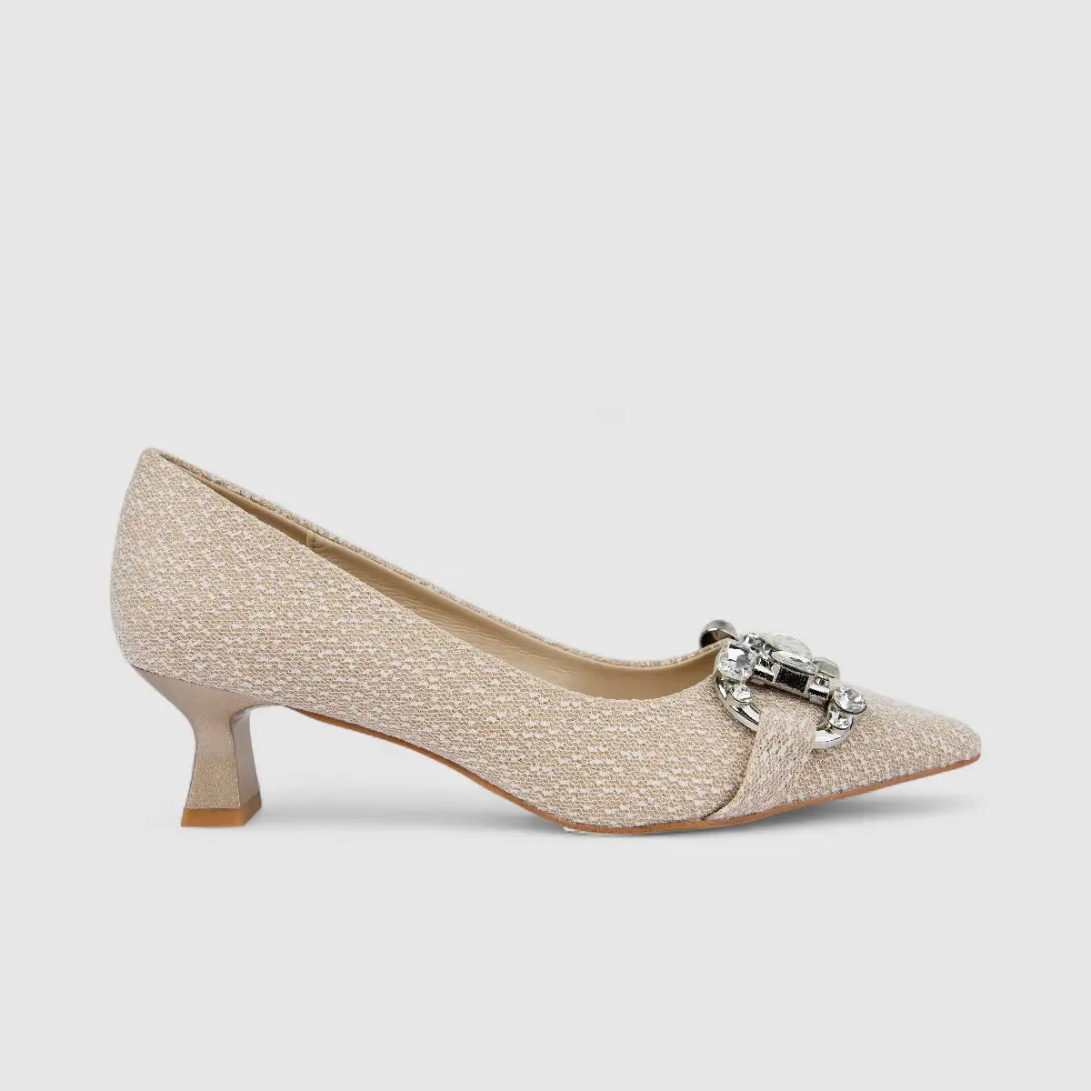 Bulbul Ladies Evening Court Shoe Gold HAR082