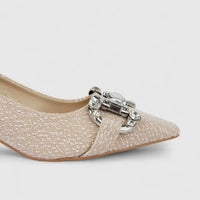 Bulbul Ladies Evening Court Shoe Gold HAR082