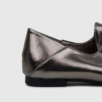 A metallic gunmetal Bulbul Ladies Evening Pump Gun LU050 shown in a side view, highlighting its elegant design.