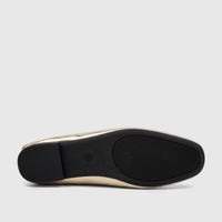 Underside view of a Bulbul Ladies Evening Pump in light gold, featuring a black textured sole and size 38 marking.