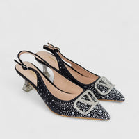 Bulbul Ladies Evening Slingback Court Black HAR086