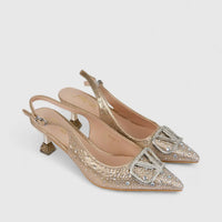 Bulbul Ladies Evening Slingback Court Gold HAR086