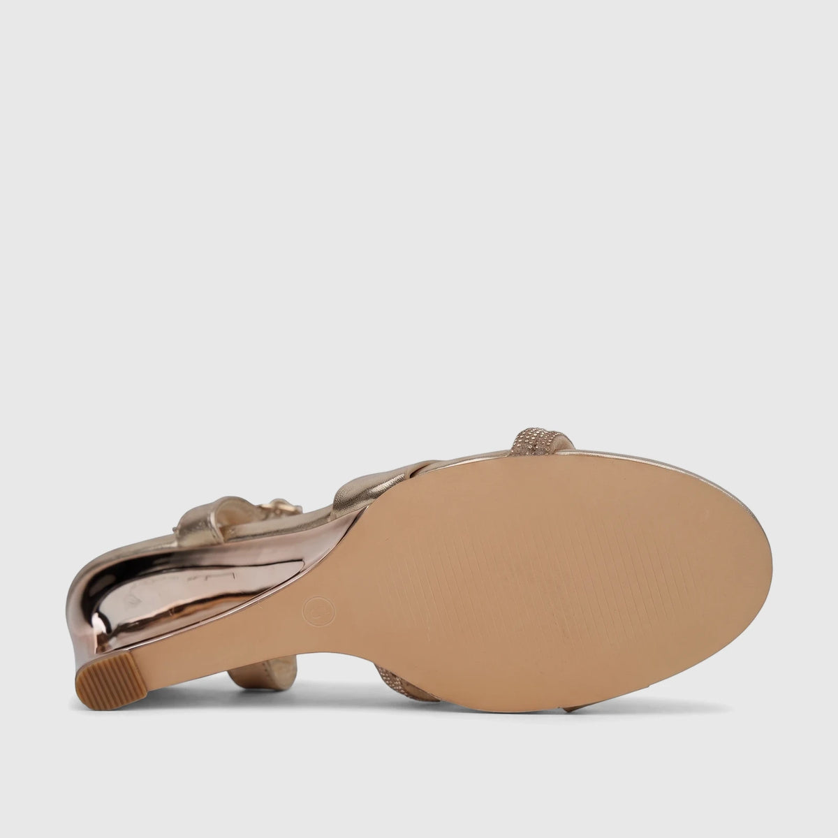 Bulbul Ladies Evening Slingback Sandal Champagne HAR097, with a metallic finish, an embellished strap, and a wedge heel,