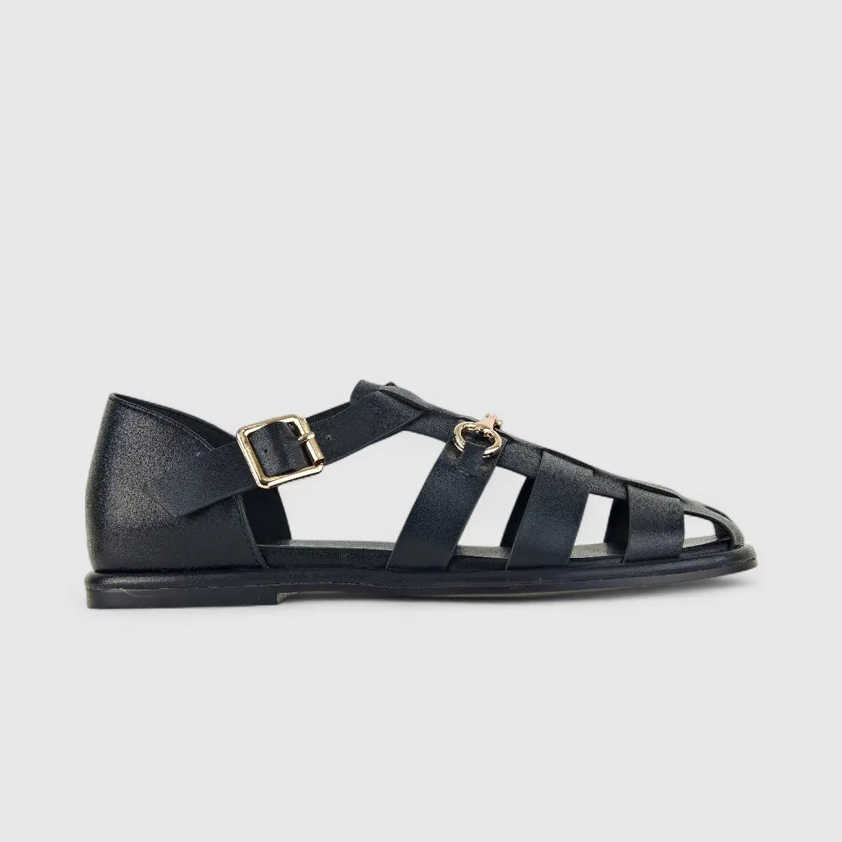 Bulbul Ladies Fisherman  Sandal CAR-001 Black