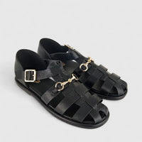 Bulbul Ladies Fisherman  Sandal CAR-001 Black