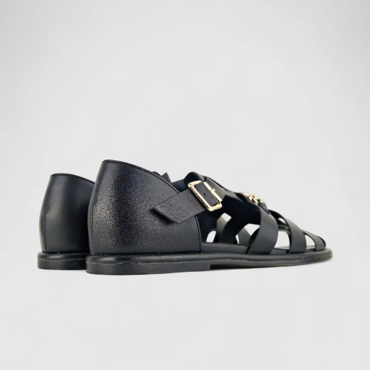 Bulbul Ladies Fisherman  Sandal CAR-001 Black