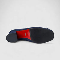 Bulbul Ladies Leather Dress Court With Block Heel Navy LAR26-6