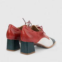 Bulbul Ladies Leather Lace Up Block Heel Shoe Multi LSF-04