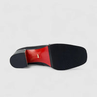 Bulbul Ladies Leather Loafer With Block Heel Black LAR26-9