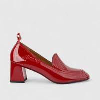 Bulbul Ladies Leather Loafer With Block Heel Red LAR26-8