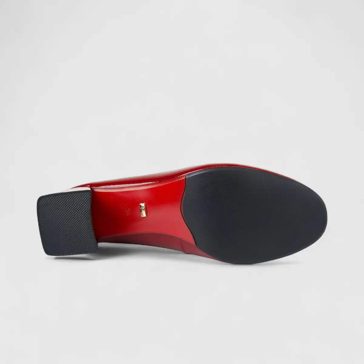 Bulbul Ladies Leather Loafer With Block Heel Red LAR26-8