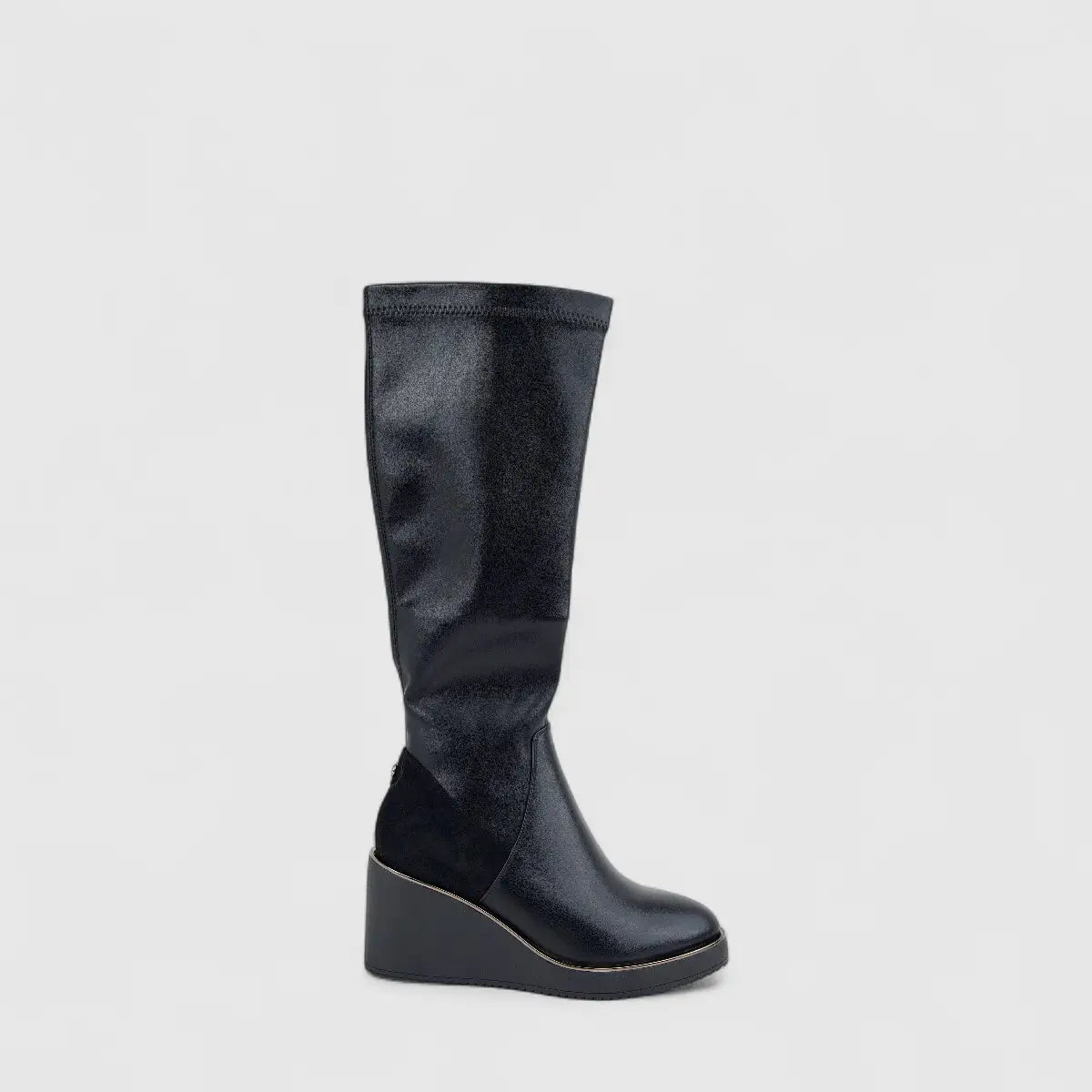 Bulbul Ladies Long Wedge Heel Boot Black CAR26-18