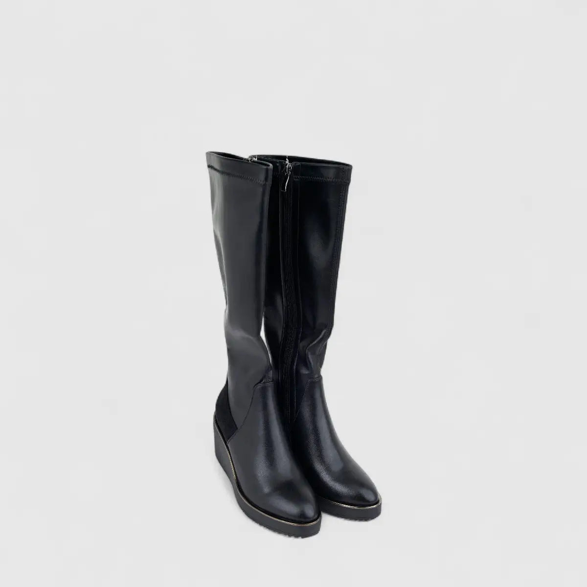 Bulbul Ladies Long Wedge Heel Boot Black CAR26-18