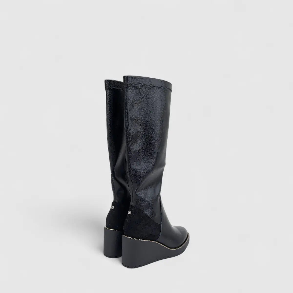 Bulbul Ladies Long Wedge Heel Boot Black CAR26-18