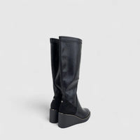 Bulbul Ladies Long Wedge Heel Boot Black CAR26-18