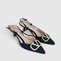 Bulbul Ladies Sling Back Dress Heel LU023 Black