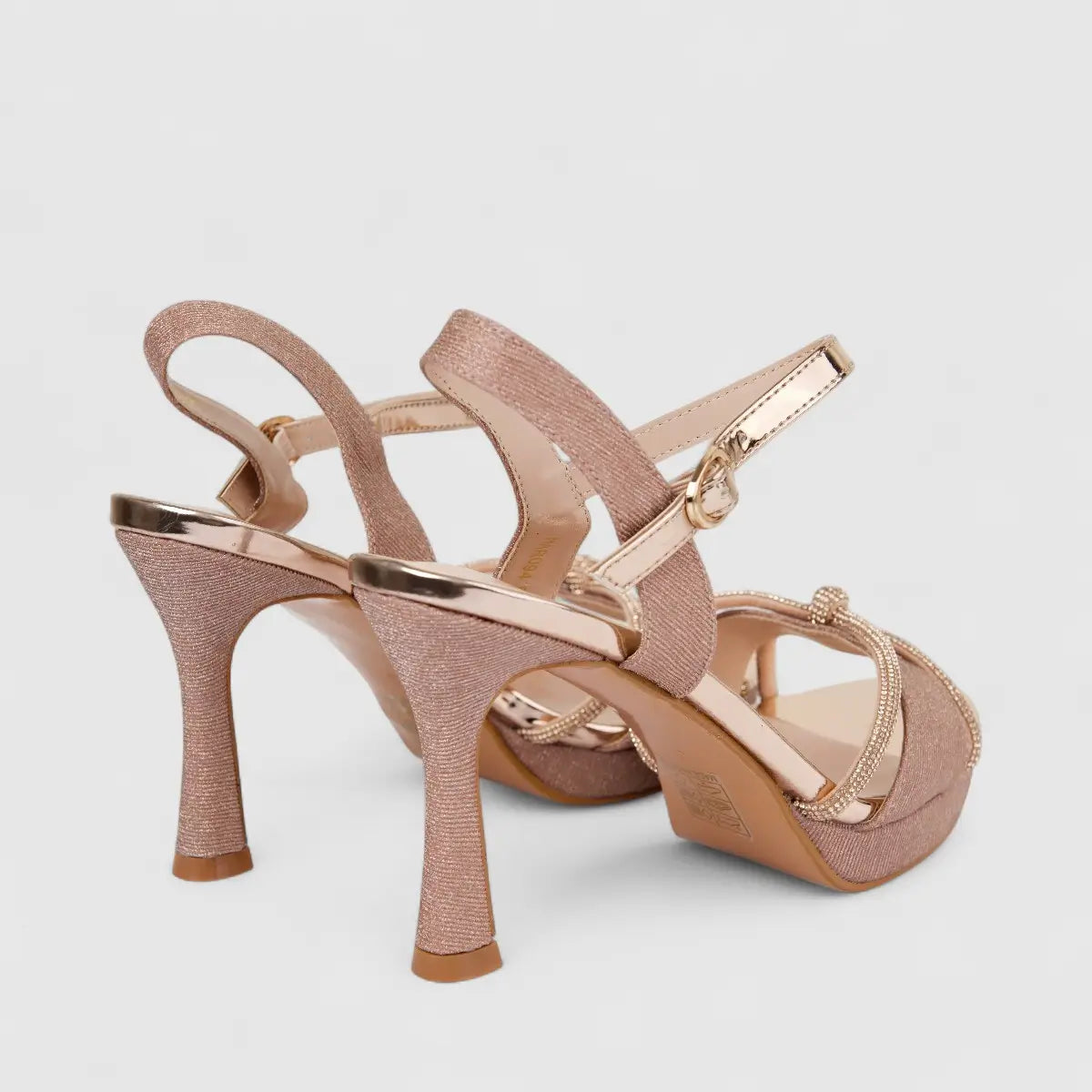 Bulbul Ladies Slingback Evening Sandal Rose Gold HAR094