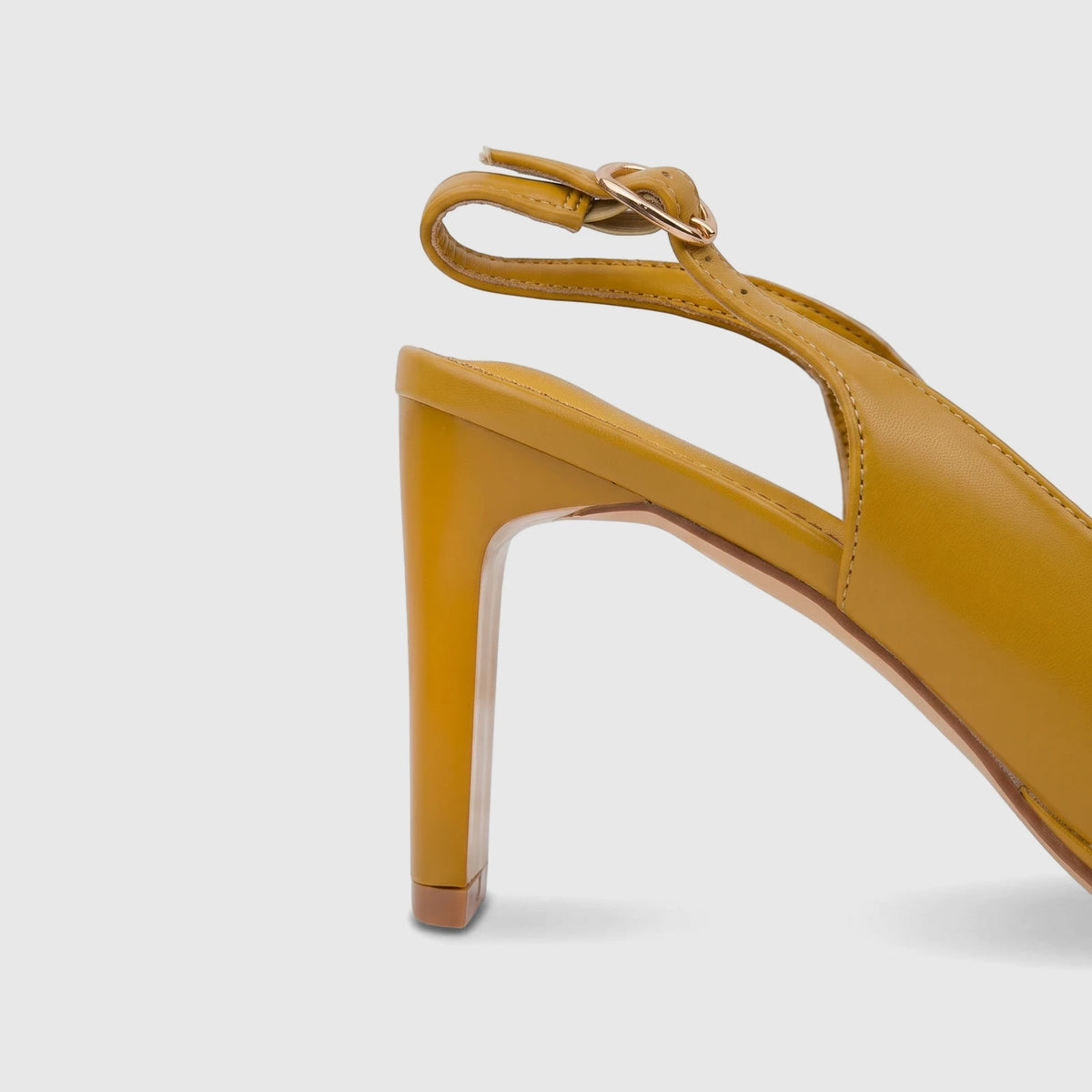Mustard yellow Bulbul Ladies Slingback Peep Toe Sandal HAR116 with a block heel, shown in a close-up view.