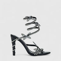 Bulbul Ladies Strappy Evening Heel Sandal LU021 Black