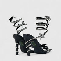 Bulbul Ladies Strappy Evening Heel Sandal LU021 Black