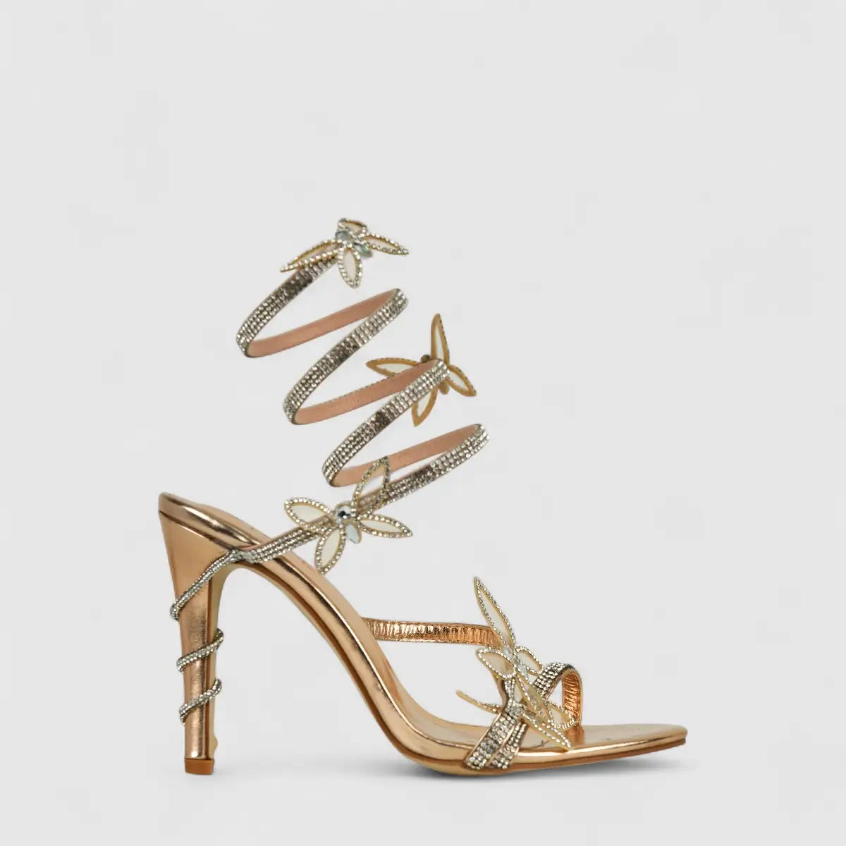 Bulbul Ladies Strappy Evening Heel Sandal LU021 Rose Gold