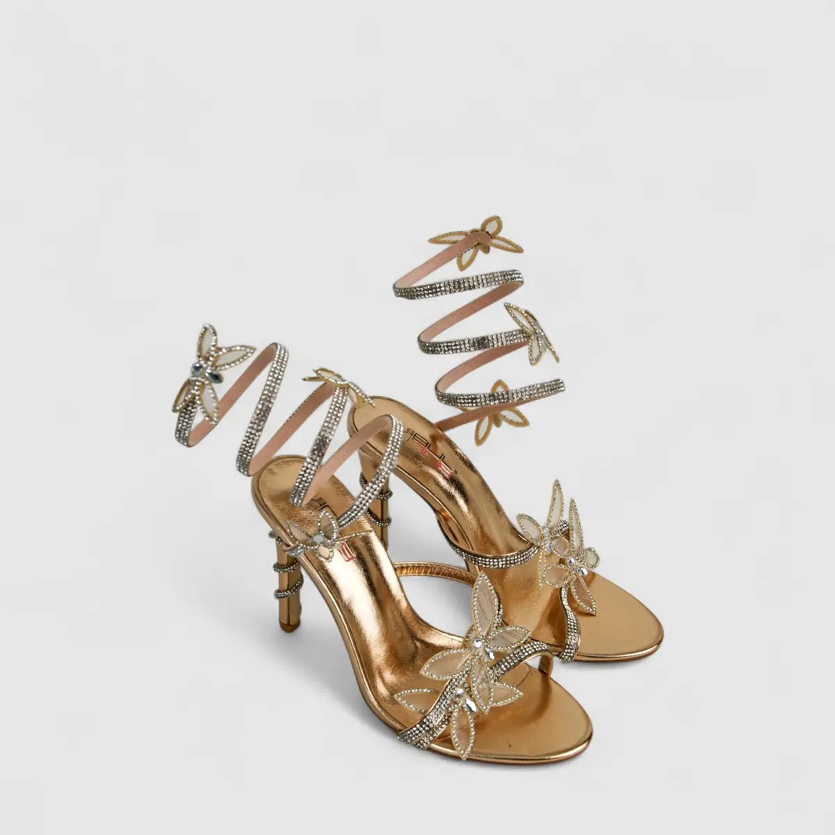 Bulbul Ladies Strappy Evening Heel Sandal LU021 Rose Gold