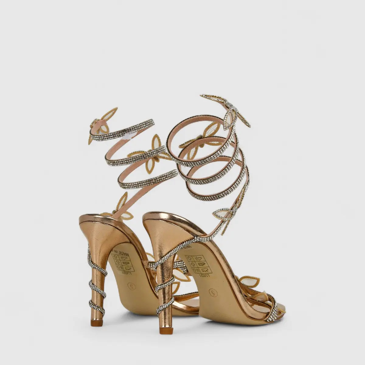 Bulbul Ladies Strappy Evening Heel Sandal LU021 Rose Gold