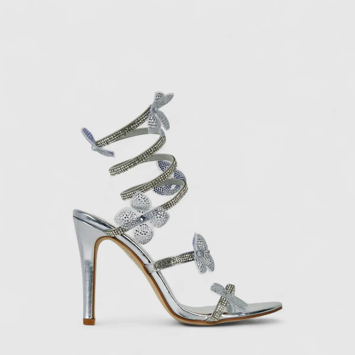 Bulbul Ladies Strappy Evening Heel Sandal LU022 Silver