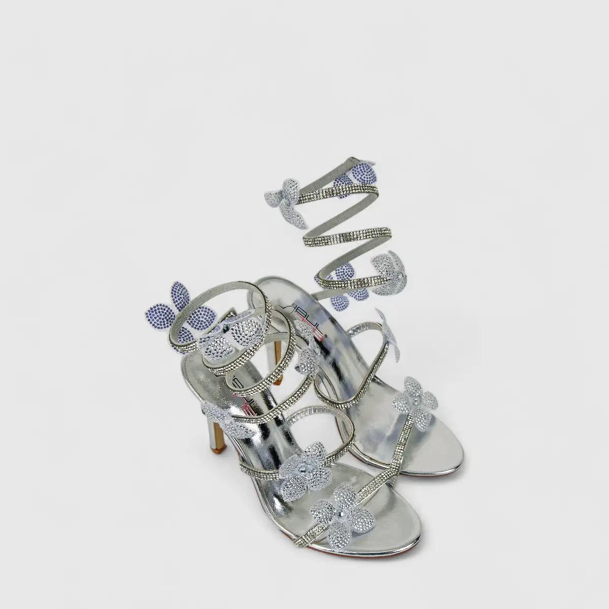 Bulbul Ladies Strappy Evening Heel Sandal LU022 Silver