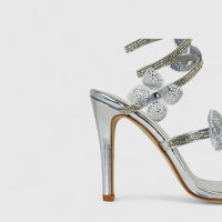 Bulbul Ladies Strappy Evening Heel Sandal LU022 Silver