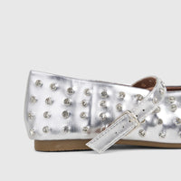 Silver Bulbul Lararossi Ladies Evening Pump, adorned with sparkling crystal embellishments and a delicate strap. Elegant