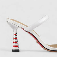 Bulbul Leather Heel Sandal White LAR6005 Heels | familyshoecentre