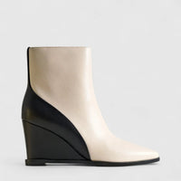 Bulbul Leather Wedge Ankle Boot Black/White LAR6013 Boots | familyshoecentre