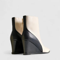 Bulbul Leather Wedge Ankle Boot Black/White LAR6013 Boots | familyshoecentre