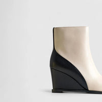 Bulbul Leather Wedge Ankle Boot Black/White LAR6013 Boots | familyshoecentre