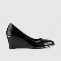 Bulbul Leather Wedge Black LAR6003 Wedges | familyshoecentre