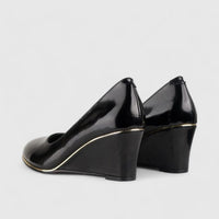 Bulbul Leather Wedge Black LAR6003 Wedges | familyshoecentre