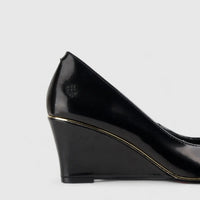 Bulbul Leather Wedge Black LAR6003 Wedges | familyshoecentre